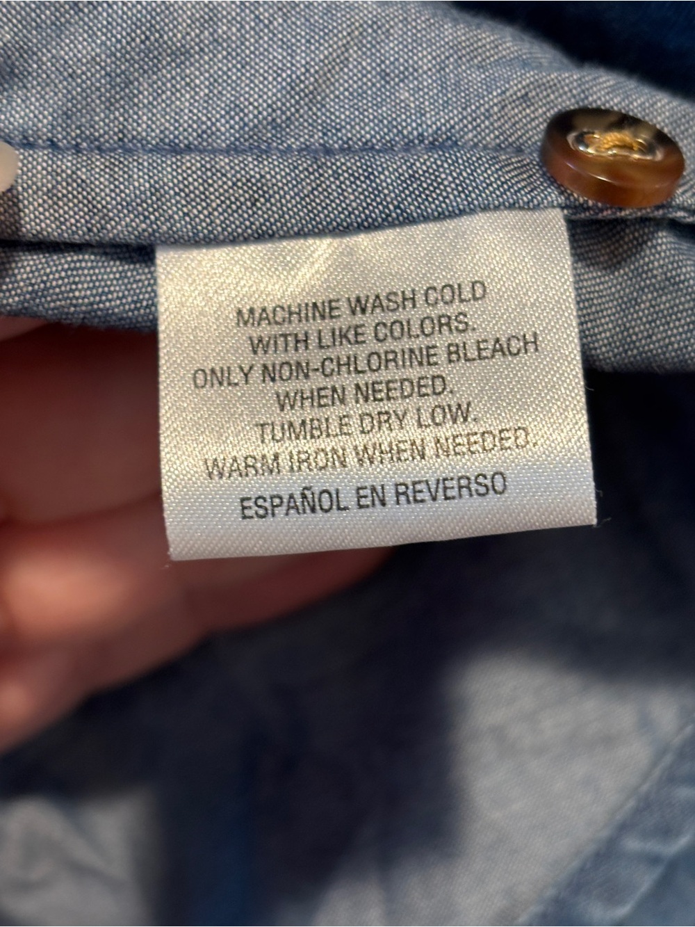 Charter Club Denim Cotton Button Down Shirt Blue 14 - Picture 4 of 7
